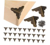 DECOMELODY 30pcs Vintage Metal Table Corner Guards with Nails Retro Furniture Edge Protectors for Chests Cabinets Stairs Antique Style Corner Trim for Multi-purpose Use