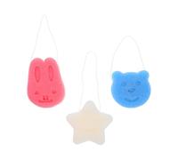 DECOMELODY 3pcs Bath Sponges Soft Natural Sponge for Newborns and Gentle Facial and Body Cleaning with Adorable Blue Bear Pink Bunny White Star Shapes Fast Drying Bath Care Pads