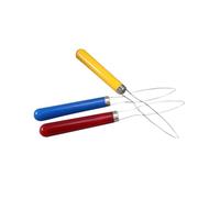 DECOMELODY 3pcs Button Hook Helper Set Plastic Handles, Stainless Steel Button Aids for Easy Fastening, Includes Red, Yellow, Blue, Suitable for Sewing and Clothing Assistance