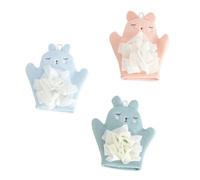 DECOMELODY 3pcs Cartoon Bath Mitt Soft Body Scrubbing Gloves for Gentle Exfoliation and Cleansing Washcloth for Boy Girl Vibrant Colors with Thick Lather for Shower Use Random Color