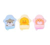 DECOMELODY 3pcs Cartoon Bathing Gloves for Bath Mitts with Vibrant Yellow Blue Pink Colors Soft Sensitive Skin Washcloths for Fun Shower