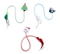 DECOMELODY 3pcs Cat Plush Toys Pet Playing Toy Interactive Cat Teaser Bell Christmas Catnip Spring Tube Soft for Kitten Entertainment Random Style