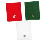 DECOMELODY 3pcs Cotton Christmas Embroidered Towels Soft Decorative Hand Towels for Home Kitchen Tea with Snowman Red and Green Designs