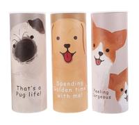 DECOMELODY 3pcs Cute Car Tissue Cylinders with Decorative Prints Portable Round Tissue Boxes for Travel Home Office Bathroom Use Compact Car Supplies for Clean Interior and Convenient Access
