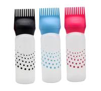 DECOMELODY 3PCS Hair Dye Bottles with Comb Refillable Shampoo Containers for Salon Hair Coloring Hairdressing Anti-leakage Blue Rosy Black