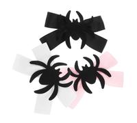 DECOMELODY 3pcs Halloween Spider Bow Hair Barrettes Lightweight Metal Clips for Women Cosplay Costume Parties Festive Headwear Accessories in Black White Pink