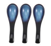 DECOMELODY 3pcs Japanese Ceramic Soup Spoon Heat Resistant Microwave Safe Porcelain Spoons for Ramen Rice Stews Handcrafted Smooth Finish Asian Tableware