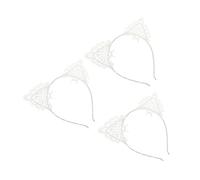 DECOMELODY 3pcs Lace Cat Ear Headbands for Durable Lightweight Hair Accessories with Hollow Lace Design for Parties Cosplay Years Day and Formal Events