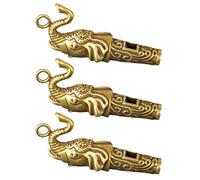 DECOMELODY 3pcs Mini Copper Elephant-shaped Whistles Keychain Pendants with Crisp Tone Can be Heard a Distance for Outdoor Activity and Referee Use