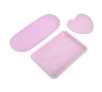 DECOMELODY 3pcs Nail Art Tool Storage Tray Set Metal Serving Trays for Jewelry Makeup Organizer Plates Charming Heart Shape Design