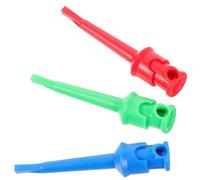 DECOMELODY 3pcs Nylon Test Hook Clips with Spring Grabber Probes for Multimeter Circuit Testing, Red Blue Green Mini Hook Clips for Electrician Tools and Electrical Test Leads