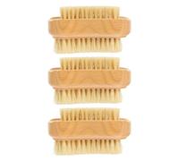 DECOMELODY 3Pcs Portable Nail Cleaner Natural Beech Wood Double-sided Fingernail Brush with Firm Bristles for Home Travel Nail Art and Daily Cleaning