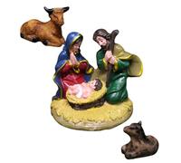 DECOMELODY 3pcs Resin Holy Family Figurines Handcrafted Religious Nativity Scene Ornaments Non-fading Christmas Decor for Home Desk Window Display Meaningful Faith Symbol