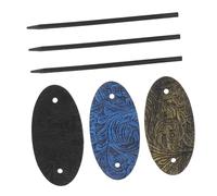 DECOMELODY 3pcs Retro Leather Hair Pin with Stick Oval Faux Leather Ponytail Holders for Women Vintage Chignon Hair Forks in Black Antique Bronze Royal Blue Elegant Updo Accessories