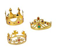 DECOMELODY 3pcs ’s Role Play Crown Headbands Set for Birthday Party, Golden Cross, Queen and King Crowns Hair Accessories for Little