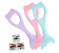DECOMELODY 3pcs Silicone Mascara Shield with Eyelash Comb Mermaid Design for Precise Eye Makeup Eyeliner Stencil Tool for Natural Lash and Eyeliner Application Reusable Cosmetic Accessory