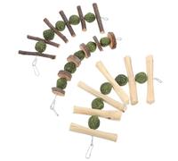 DECOMELODY 3pcs Small Animal Chew Set - Molar Grass Cakes Branch, Sweet Bamboo round Wood Slice - Hamster Teeth Grinding Pendants for Guinea Pigs, Rabbits Chinchillas