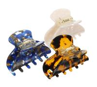 DECOMELODY 3pcs Small Hair Claw Clips for Women Stylish Acetate Hair Accessories with White Blue Leopard Print for Everyday and Party Use