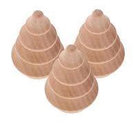 DECOMELODY 3pcs Solid Wood Christmas Tree Ornaments Home Decor Rustic Xmas Tree Table Centerpiece Holiday Farmhouse Fireplace Decoration Craft Project Beige Wooden