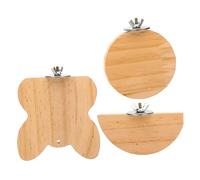 DECOMELODY 3pcs Wooden Bird with Climbing Platforms for Parrots and Small Pets Natural Material Parrot Play Stand and Guinea Pig Cage Accessory Safe Chewable Household Pet Ladder