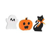 DECOMELODY 3pcs Wooden Halloween Ghost Pumpkin Decor Cute Tiered Tray Table Sign Blocks Spooky Pumpkin Centerpiece for Indoor Party and Shelf Display