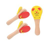 DECOMELODY 3pcs Wooden Percussion Animal-themed Castanets for Easy Grip Small Hands Musical Party Favor Early Music Learning Instrument