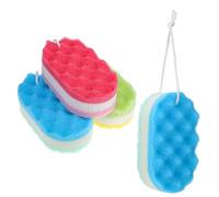 DECOMELODY 4 Pcs Bath Sponges Exfoliating Body Scrubber with Gentle Texture for Cleaning Resilient Shower Loofahs in Vibrant Colors for Comfortable Grip in Bathroom Use
