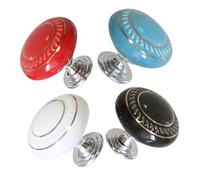 DECOMELODY 4 pcs Colorful Round Toilet Tank Button Handles Metal Ceramic Manicure-Friendly Flush Knobs for Women Easy Press Stylish Bathroom Decor Practical Replacement for Home Hotel Toilets