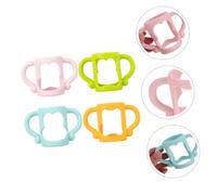 DECOMELODY 4 pcs Silicone Bottle Handle Grip Multi-Color Soft Feeding Bottle Holders Easy Install Removable Non-Slip Grip for Wide-Neck Washable Heat-Resistant Accessories