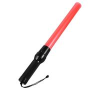 DECOMELODY 43cm Red LED Traffic Safety Wand with Flashing Beacon and Hook, Portable Outdoor Emergency Warning Light for Evacuation and Traffic Guidance, Battery Not Included Random Color
