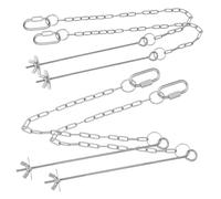 DECOMELODY 4Pcs Adjustable Chicken Veggies Hanging Chain Feeder for Hens and Medium Birds Natural Foraging Enrichment with Skewer Fruit Vegetable Holder for Stress Relief and Coop