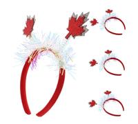 DECOMELODY 4pcs Autumn Maple Leaf Headband with Tinsel Festive Holiday Hair Accessories for Women Portable Canadian National Day Party Decoration Compact Fall Harvest Headpiece