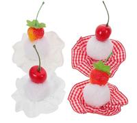 DECOMELODY 4pcs Birthday Cake Hair Clip Strawberry Cherry Plaid for Holiday Women Ponytail Hair Accessories