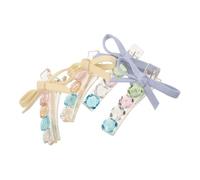 DECOMELODY 4pcs Colorful Crystal Bow Hair Clips Mini Duckbill Barrettes Lightweight Travel Friendly Accessories for Women Versatile for Casual and Elegant Hairstyles for Summer Beach Styling