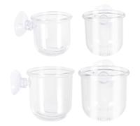 DECOMELODY 4pcs Crystal Glass Feeders Shrimp Feeder Healthy Eating Encourage Fish Development Acrylic Material 2.55x2.36x2.20in Size Suitable for Fish Tanks and Aquariums