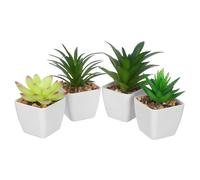 DECOMELODY 4pcs Cute Miniature Succulents Home Decor Simulated Succulent Bonsai Miniature Artificial Ceramics Plants Tiny Potted Plants Small Faux Green