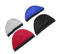 DECOMELODY 4Pcs Disposable Satin Shower Caps Elastic Sleeping Hair Bonnet for Women Multipurpose Head Cover for Showering Face Washing and Hair Protection Mixed Colors