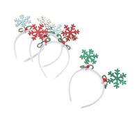 DECOMELODY 4pcs Glitter Snowflake Tiara Hairbands Soft Comfortable Fit Winter Wonderland Headpiece Holiday Hair Accessories for Christmas Party Gatherings and Festive Celebrations