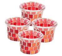 DECOMELODY 4pcs Handmade Mosaic Glass Candle Holders Patchwork Votive Stands for Pillar and Tea Light Candles Decorative Table Centerpiece for Home Weddings and Holiday Ambiance