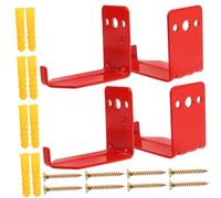DECOMELODY 4pcs Heavy Duty Metal Fire Extinguisher Hooks Wall Mount Brackets Compatible with Various Models Stable Red Wall Hooks for Home Safety