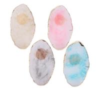 DECOMELODY 4pcs Nail Ring Palette Set with Agate Pattern Mini Manicure Paint Tray for DIY Nail Art Mixing, Finger Ring Plate for Gel Polish Colors, Suitable for Professional and Home Use