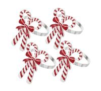 DECOMELODY 4pcs Napkin Buckle Christmas Napkin Ring Cane Xmas Candy Cone Decor Holiday Hoop Bow Silver LED Rustic Metallic Description Material Party Buckle Holder Gold Rings Alloy