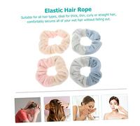 DECOMELODY 4pcs Plush Hair Ties Soft Faux Rabbit Ponytail Hair Scrunchies Blue-green and Coffee Pink Color Mix for Daily Styling