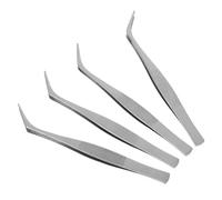 DECOMELODY 4Pcs Precision Angled Stainless Steel Tweezers Static with Serrated Tips for Electronics Repair Jewelry Making Laboratory Work Durable Non Magnetic