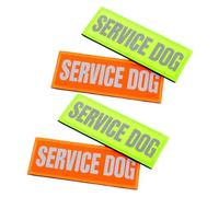DECOMELODY 4Pcs Reflective Service Dog Patches with Hook Loop Nylon Dog Harness Tags for Safety and Comfort Lightweight Pet Harness Supplies with Green and Orange Colors