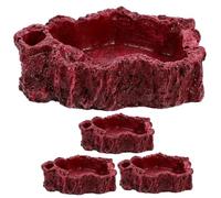 DECOMELODY 4pcs Resin Reptile Food and Water Bowls Worm Feeder Dish Set for Tortoises Lizards Bearded Dragons with Shallow Design for Vivarium Feeding and Hydration