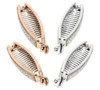 DECOMELODY 4pcs Rhinestone Pearl Hair Clamps for Women Strong Grip Banana Claw Clips for Thick and Thin Hair Lightweight Non-crease Styling Accessories for Ponytails and Updos Elegant Bridal