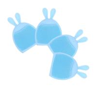 DECOMELODY 4pcs Silicone Face Cleaning Brush Rabbit Ear Design, Manual Facial Scrubber for Female, Soft Pore Cleansing and Massage Tool, Portable Blue Set for Sensitive Skin Care