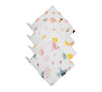 DECOMELODY 4pcs Small Cotton Towels Cute Animal Hand Towels Soft Absorbent Quick Dry Rabbit Forest Zoo Ice Cream Print Face for Boys and Girls Boy Girl Bath Use
