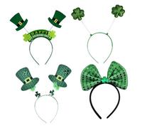 DECOMELODY 4Pcs St Patrick's Day Headband Set Green Bowknot Sequin Hat and Foam Shamrock Hair Accessories for Women for Leprechaun Costumes and Festive Celebrations